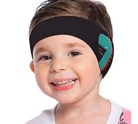 MoKo Diadema de Natación Impermeable, Banda Cabeza Ajustable Antideslizante Protección Orejas Cabello Fijación de Tapones Patrón Animal Lindo para Piscina Lago Playa Niños 1 a 2 Años, Talla S - Negro
