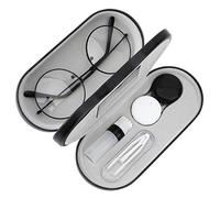 MoKo Estuche de Gafas de Doble Cara, 2 en 1 Caja Portátil de Lente de Contacto, Funda de Anteojos de PU Impermeable Ideal para Almacenar Gafas del Sol, Gafas, Lentes de Contacto, Negro