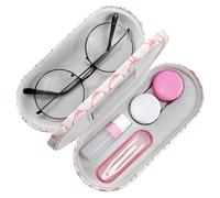 MoKo Estuche de Gafas de Doble Cara, 2 en 1 Caja Portátil de Lente de Contacto, Funda de Anteojos de PU Impermeable Ideal para Almacenar Gafas del Sol, Gafas, Lentes de Contacto, Escamas Rosas