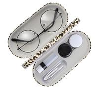 MoKo Estuche de Gafas de Doble Cara, 2 en 1 Caja Portátil de Lente de Contacto, Funda de Anteojos de PU Impermeable Ideal para Almacenar Gafas del Sol, Gafas, Lentes de Contacto, Leopardo