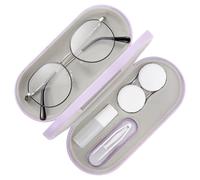 MoKo Estuche de Gafas de Doble Cara, 2 en 1 Caja Portátil de Lente de Contacto, Funda de Anteojos de PU Impermeable Ideal para Almacenar Gafas del Sol, Gafas, Lentes de Contacto, Violeta Claro