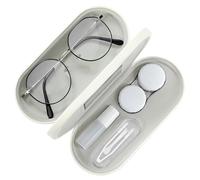 MoKo Estuche de Gafas de Doble Cara, 2 en 1 Caja Portátil de Lente de Contacto, Funda de Anteojos de PU Impermeable Ideal para Almacenar Gafas del Sol, Gafas, Lentes de Contacto, Beige