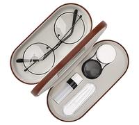 MoKo Estuche de Gafas de Doble Cara, 2 en 1 Caja Portátil de Lente de Contacto, Funda de Anteojos de PU Impermeable Ideal para Almacenar Gafas del Sol, Gafas, Lentes de Contacto, Marrón