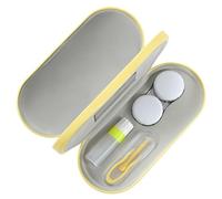 MoKo Estuche de Gafas de Doble Cara, 2 en 1 Caja Portátil de Lente de Contacto, Funda de Anteojos de PU Impermeable Ideal para Almacenar Gafas del Sol, Gafas, Lentes de Contacto, Amarillo