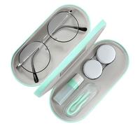 MoKo Estuche de Gafas de Doble Cara, 2 en 1 Caja Portátil de Lente de Contacto, Funda de Anteojos de PU Impermeable Ideal para Almacenar Gafas del Sol, Gafas, Lentes de Contacto, Verde