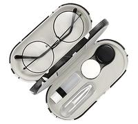 MoKo Estuche de Gafas de Doble Cara, 2 en 1 Caja Portátil de Lente de Contacto, Funda de Anteojos de PU Impermeable Ideal para Almacenar Gafas del Sol, Gafas, Lentes de Contacto, Negro/Blanco Magnolia