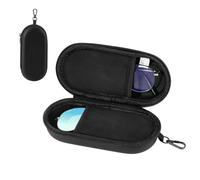 MoKo Estuche Doble para Gafas con Carcasa Dura, Estuche de Viaje Portátil para Gafas con Cierre de Cremallera y Gancho de Metal Colgante, Organizador para Gafas de Sol de Piel Sintética PU, Negro