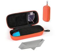 MoKo Estuche Doble para Gafas, Estuche Rígido para Dos Pares de Gafas, Organizador Portátil de Viaje para Gafas de Sol con Cierre de Cremallera, Caja de Almacenamiento para Gafas, Naranja