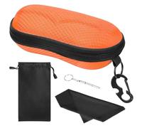 MoKo Estuche para Gafas de Sol Semirrígido, EVA Caja de Anteojos Universal con Cierre de Cremallera, Organizador de Gafas con Mosquetón Destornillador para Escuela Oficina Viaje, Naranja