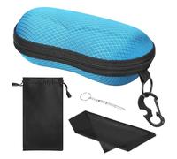 MoKo Estuche para Gafas de Sol Semirrígido, EVA Caja de Anteojos Universal con Cierre de Cremallera, Organizador de Gafas con Mosquetón Destornillador para Escuela Oficina Viaje, Añil
