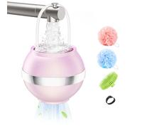 MoKo Filtro de Agua para Bebés y Adultos, Filtro de Bañera, Ablandador de Agua para Una piel, Cabello y Uñas más Suaves, Filtro de Baño con Bola de Ducha y Cepillo para Champú, Rosa