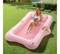 MoKo Flotador Inflable Piscina Grande, 210x128cm Colchoneta Hinchable Piscina para Adultos con Porta Bebidas Integrado y Barra de Hielo, Hamaca Flotante Piscina Verano Fiesta Juguete Piscina