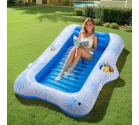 MoKo Flotador Inflable Piscina Grande, 210x128cm Colchoneta Hinchable Piscina para Adultos con Porta Bebidas Integrado y Barra de Hielo, Hamaca Flotante Piscina Verano Fiesta Juguete Piscina