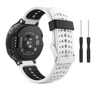 Moko Forerunner 235/220 / 230/620 / 630/735 Correa - Reemplazo Suave Silicona Watch Band Deportiva Accessorios de Reloj Pulsera Ajustable con Cierre de Clip, Blanco & Negro