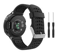 Moko Forerunner 235/220 / 230/620 / 630/735 Correa - Reemplazo Suave Silicona Watch Band Deportiva Accessorios de Reloj Pulsera Ajustable con Cierre de Clip, Negro & Negro