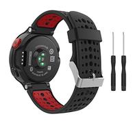 Moko Forerunner 235/220 / 230/620 / 630/735 Correa - Reemplazo Suave Silicona Watch Band Deportiva Accessorios de Reloj Pulsera Ajustable con Cierre de Clip, Negro & Rojo