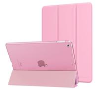MoKo Funda Compatible con 2018/2017 iPad 9.7 6th/5th Gen, Ultra Delgado Función de Soporte Protectora Plegable Cubierta Inteligente Trasera Transparente, Flor Rosa