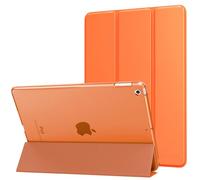 MoKo Funda Compatible con 2018/2017 iPad 9.7 6th/5th Gen, Ultra Delgado Función de Soporte Protectora Plegable Cubierta Inteligente Trasera Transparente, Naranja