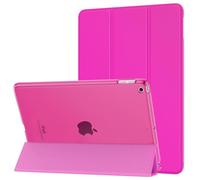 MoKo Funda Compatible con 2018/2017 iPad 9.7 6th/5th Gen, Ultra Delgado Función de Soporte Protectora Plegable Cubierta Inteligente Trasera Transparente, Pitaya Roja