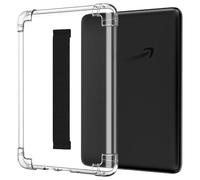 MoKo Funda Compatible con 6" All-New Amazon Kindle(11ªgeneración, Modelo de 2024/2022), Carcasa Delgada Transparente con Correa de Mano Cubierta TPU Ligera Borde de Parachoques, Negro