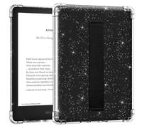 MoKo Funda Compatible con 6" Kindle(11ª Generación, Modelo de 2024/2022), Carcasa Delgada Transparente Lentejuelas con Correa de Mano Cubierta TPU Ligera Borde de Parachoques, Brillo/Negro