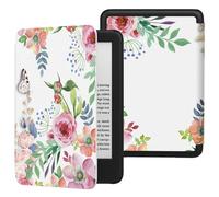 MoKo Funda Compatible con 6" Nuevo Kindle (11ª Generación 2024/2022), Carcasa Ligera Cubierta con Auto Activación/Reposo para Kindle 2024/2022 11ª Generación e-Reader, Flores Aromáticas