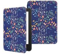 MoKo Funda Compatible con 6" Nuevo Kindle(11ª Generación 2024/2022) & Versión Internacional, Carcasa Ligera Cubierta con Auto Activación/Reposo para Kindle 2024 11ª Generación e-Reader, Flores en Azul