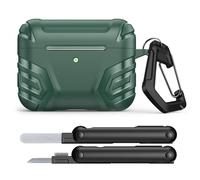 MoKo Funda Compatible con AirPods Pro 3 (2025), Funda Protectora Completa de TPU para Apple AirPods Pro 3.ª Generación, Funda Cool Armor con Herramienta de Limpieza y Llavero, Verde