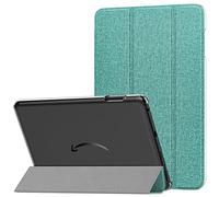 MoKo Funda Compatible con All-New Amazon Kindle Fire HD 8 & 8 Plus(12/10ª Gen, 2024/2022/2020) 8", Carcasa Trasera Transparente Delgada de PC Plegable Cubierta con Auto Activación/Reposo, Denim Verde