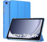 MoKo Funda Compatible con Galaxy Tab A9+ / A9 Plus 11" 2023 (SM-X210/X216/X218), Cubierta de Tablata Plegable Inteligente Trasera Translúcida Súper Delgado con Función de Soporte Protectora, Ola Azul