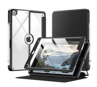MoKo Funda Compatible con iPad 9ª Generación 2021/iPad 8ª Gen 2020/iPad 7ª Gen 2019, Carcasa con Protector de Pantalla Incorporado y Soporte de Pencil Cubierta Foio Auto Activación/Reposo, Negro