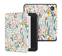 MoKo Funda Compatible con Kobo Libra Colour 7" 2024, Carcasa Delgada y Ligera de TPU con Auto Reposo/Activación Cubierta Inteligente Protectora para Kobo Libra Colour 2024, Flores