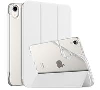 MoKo Funda Compatible con Nuevo iPad Mini 6 de 8,3 Pulgadas 2021 (iPad Mini 6ª generación), Piel sintética con Tapa Trasera de TPU translúcido, función de Encendido y Apagado automático, Color Blanco