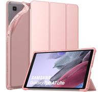 MoKo - Funda Compatible con Samsung Galaxy Tab A7 Lite de 8,7 Pulgadas, 2021 SM-T227/SM-T225/SM-T220, Funda de Tres Solapas antigolpes, Carcasa de protección con Respaldo traslucente, Oro Rosa