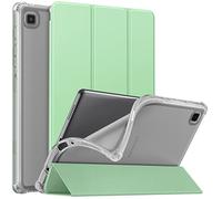 MoKo - Funda Compatible con Samsung Galaxy Tab A7 Lite de 8,7 Pulgadas, 2021 SM-T227/SM-T225/SM-T220, Funda de Tres Solapas antigolpes, Carcasa de protección con Respaldo traslucente, Negro, Verde