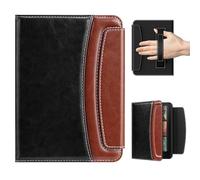 MoKo Funda con Correa de Mano para 7" Kindle Paperwhite (12ª Generación-2024) and Kindle Colorsoft 2024&2025,Funda Fina de PU con Cierre Magnético, Despertador Automático y Tarjetero, Negro y Marrón