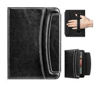 MoKo Funda con Correa de Mano para 7" Kindle Paperwhite(12ª Generación-2024) and Kindle Colorsoft 2024&2025,Funda Fina de PU con Cierre Magnético, Despertador Automático y Tarjetero, Negro