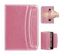 MoKo Funda con Correa de Mano para 7" Kindle Paperwhite (12ª Generación-2024) and Kindle Colorsoft 2024&2025,Funda Fina de PU con Cierre Magnético, Despertador Automático y Tarjetero, Rosa