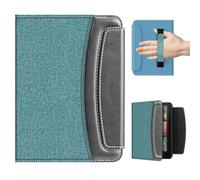 MoKo Funda con Correa de Mano para 7" Kindle Paperwhite (12th Generation-2024) and Kindle Colorsoft 2024&2025,Funda Fina de PU con Cierre Magnético, Despertador Automático y Tarjetero, Azul y Gris