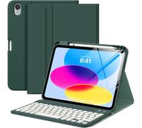 MoKo Funda con Teclado para iPad 11ª/10ª Generación, Funda con Teclado para iPad con Soporte para Lápiz, Teclado Bluetooth Desmontable Multiángulo para iPad 11ª/10ª Generación 2025/2022, Verde Noche