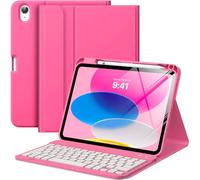 MoKo Funda con Teclado para iPad 11ª/10ª Generación, Funda con Teclado para iPad con Soporte para Lápiz, Teclado Bluetooth Desmontable Multiángulo para iPad 11ª/10ª Generación 2025/2022, Rosa Persa
