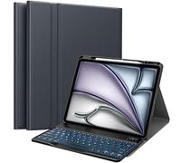 MoKo Funda con Teclado para Nuevo iPad Air 13 Pulgadas 2025/2024, Funda Soporte Magnético Multiángulo para iPad Pro 12,9 2022/2021/2020/2018, Teclado Bluetooth Inalámbrico Desmontable, Gris Espacial