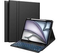 MoKo Funda con Teclado para Nuevo iPad Air 13 Pulgadas 2025/2024, Funda Soporte Magnético Multiángulo para iPad Pro 12,9 2022/2021/2020/2018, Teclado Bluetooth Inalámbrico Desmontable, Negro Roto