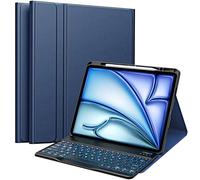 MoKo Funda con Teclado para Nuevo iPad Air 13 Pulgadas 2025/2024, Funda Soporte Magnético Multiángulo para iPad Pro 12,9 2022/2021/2020/2018, Teclado Bluetooth Inalámbrico Desmontable, Índigo