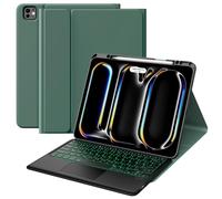 MoKo Funda con Teclado para Nuevo iPad Pro 13 Pulgadas 2024 Lanzado, Soporte Integrado para Lápiz, Funda con Teclado Bluetooth Desmontable para iPad Pro con Retroiluminación y Touchpad, Verde Morandi
