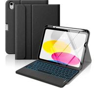 MoKo Funda con Teclado Táctil para iPad (A16) 11.ª Gen 11" 2025, iPad 10.ª Gen 10,9" Funda con Portalápices, Teclado Bluetooth con Panel Táctil Retroiluminado en 7 Colores, Negro