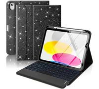 MoKo Funda con Teclado Táctil para iPad (A16) 11.ª Gen 11" 2025, iPad 10.ª Gen 10,9" Funda con Portalápices, Teclado Bluetooth con Panel Táctil Retroiluminado en 7 Colores, Negro Brillo