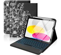 MoKo Funda con Teclado táctil para iPad (A16) 11ª/10ªgeneración, Línea Flor