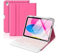 MoKo Funda con Teclado táctil para iPad (A16) 11ª/10ªgeneración, Rosa Persa