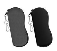 MoKo Funda de Gafas - 2 PZS [Ultra Ligero] Neopreno Con Cremallera Almacenaje Lente Suave Sunglasses Case con Clip de Cinturón para Gafas, Bolsa de Llaves, Lápices, Tarjetas, Negro & gris